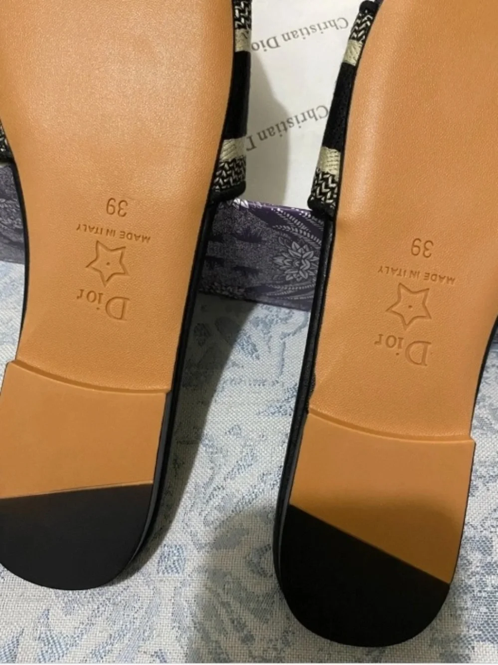 Dior Black & Beige Logo Jacquard Slide Mules - Picture 5 of 5